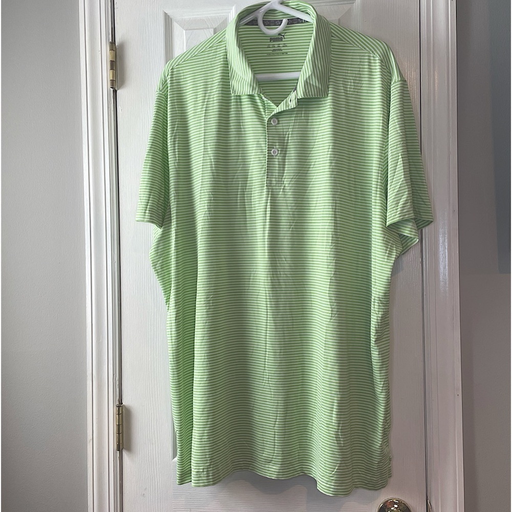 Puma Polo Shirt Mens XXL Striped Golf Short Sleeve Logo Lightweight Collared - Picture 1 of 16